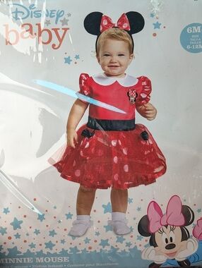 NwT Disney World Baby Minnie Mouse Dress Size 6-12mo And Minnie Ears